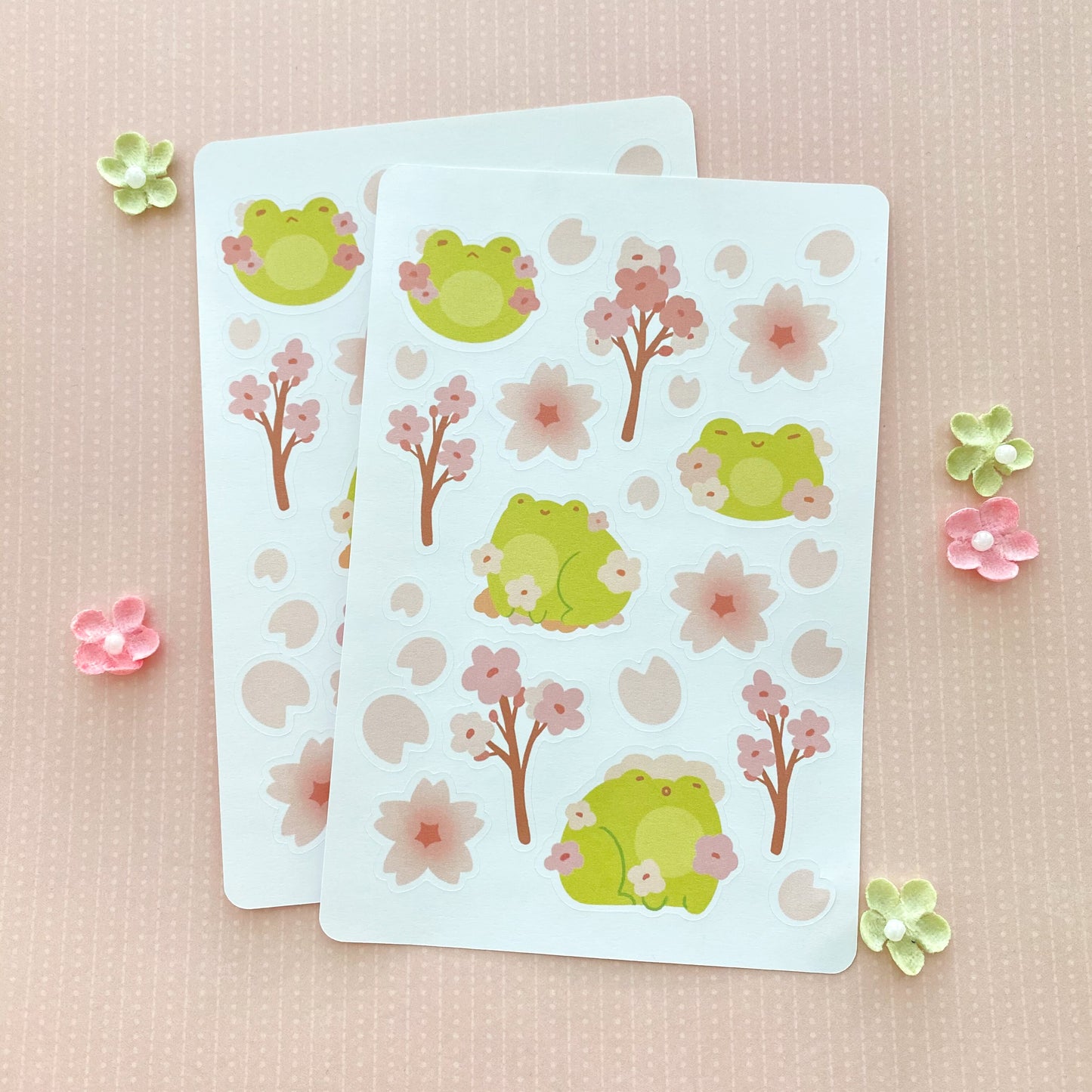Frog Cherry Blossom Sticker Sheet