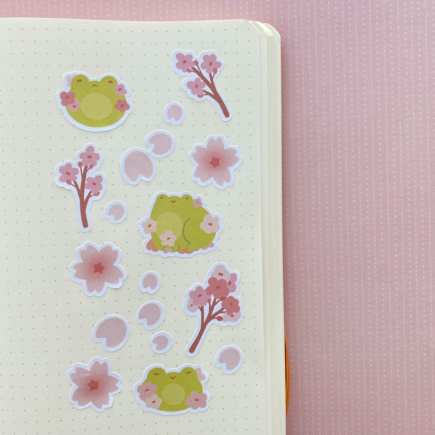 Frog Cherry Blossom sticker sheet
