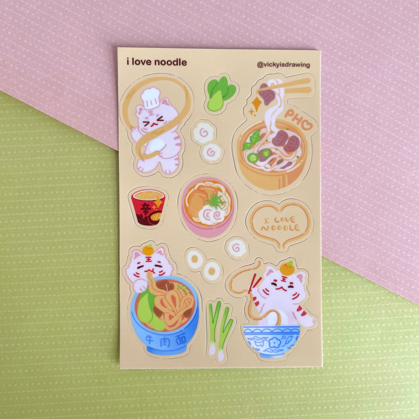 I Love Noodle sticker sheet