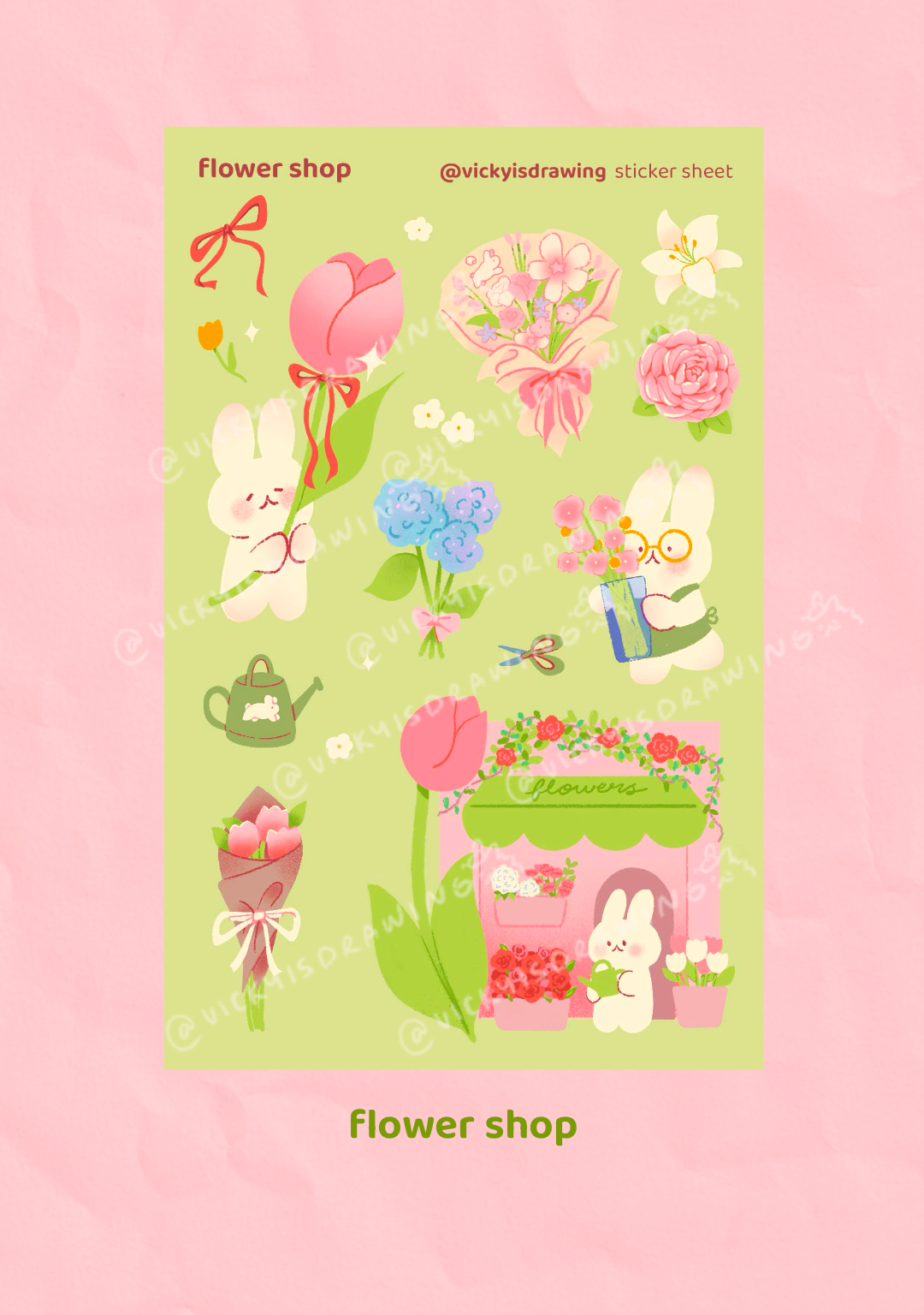 Flower shop sticker sheet