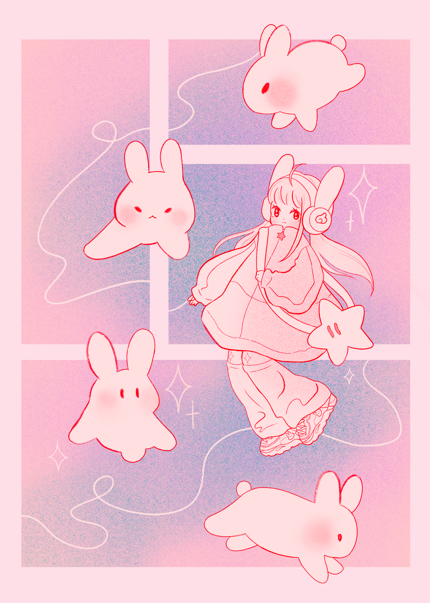 Bunnies riso print
