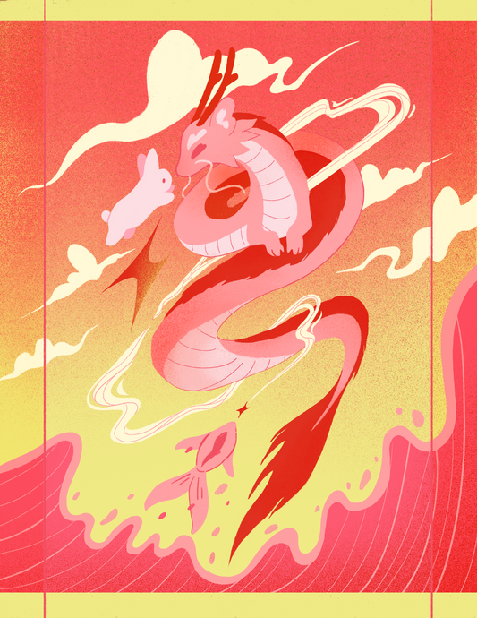 Carp dragon risograph print
