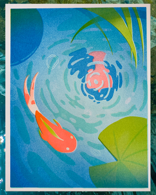 Koi reflections risograph print
