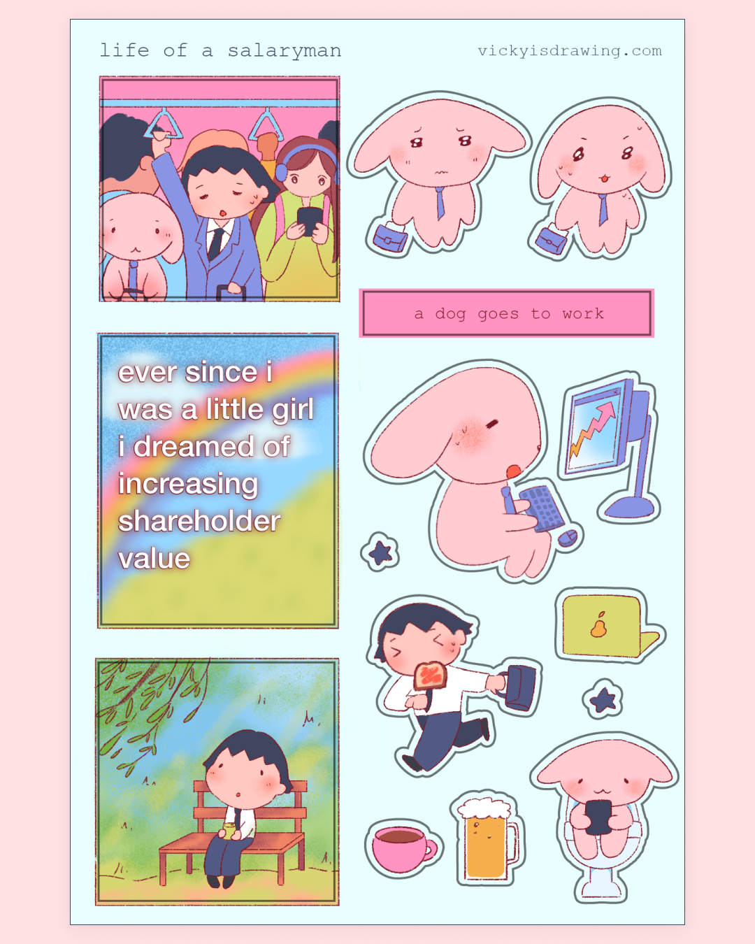 life of a salaryman glitter sticker sheet