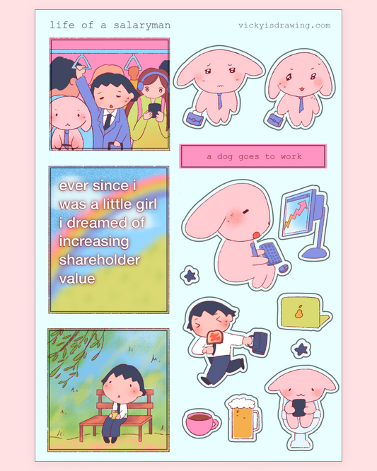 life of a salaryman glitter sticker sheet