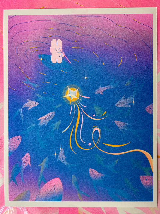 Ocean's wish risograph print