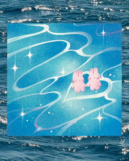Water ripples risograph print
